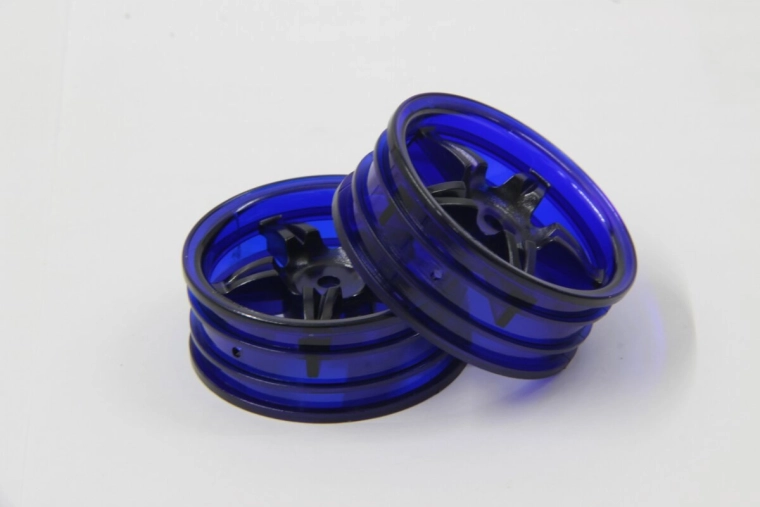 Disco ruota Tamiya a cinque razze blu neon 22 mm