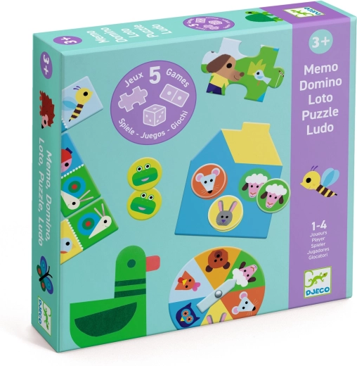 Djeco 5 giochi in fattoria – set di giochi per bambini dai 3 anni