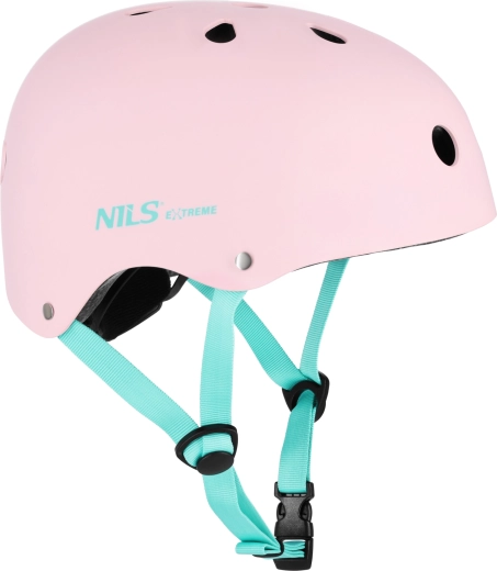 Casco rosa NILS Extreme per pattini, bicicletta e monopattino – XS (48-52 cm)
