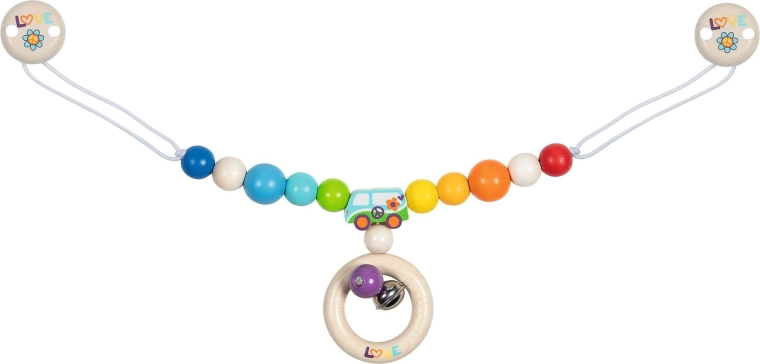 Catenella per passeggino arcobaleno con furgoncino e clip - 1 pezzo