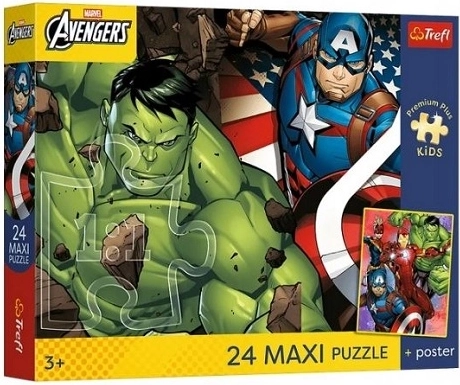 Trefl Marvel Avengers maxi puzzle 24 pezzi con poster