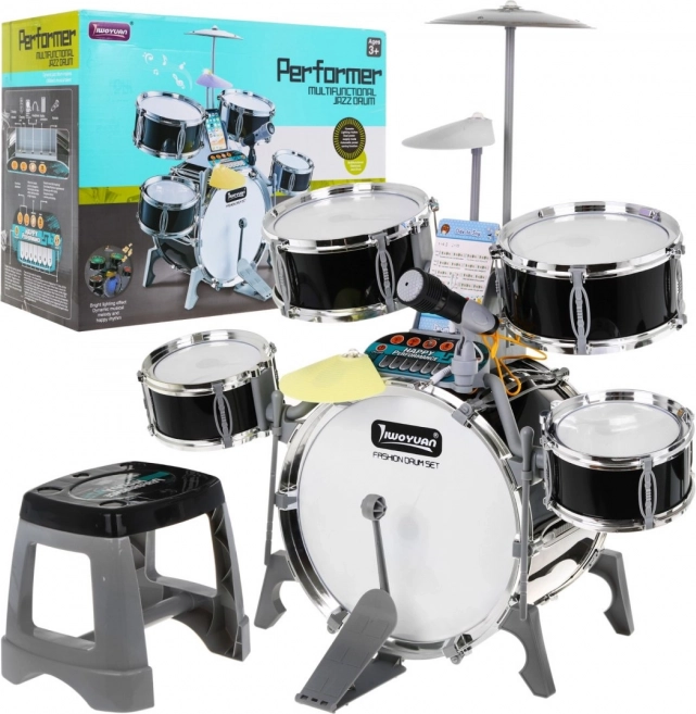 Set musicale per bambini tamburi + tastiera + microfono