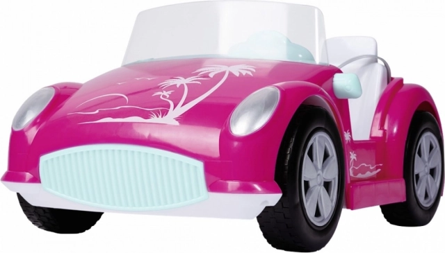 Cabriolet rosa a due posti con ruote mobili
