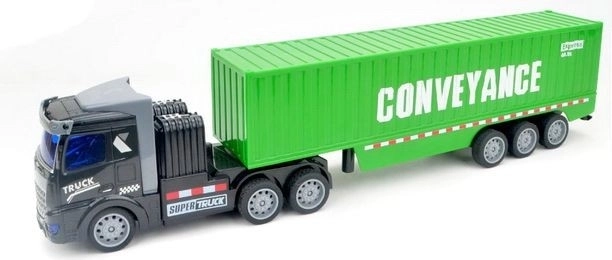 Camion radiocomandato con rimorchio container, cabina nera