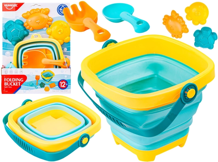 Secchiello pieghevole in silicone con accessori per la sabbia - 1 pezzo