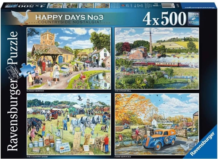 Puzzle Ravensburger Happy Days: Ricordi della campagna 4×500 pezzi