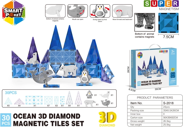 Costruzioni magnetiche ICE SNOW, 30 pz