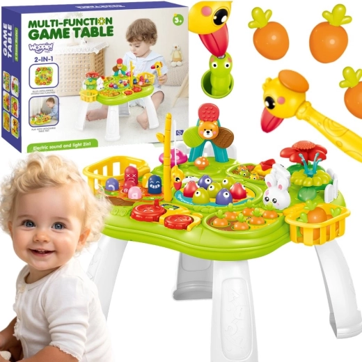 Tavolino educativo interattivo Woopie 2 in 1 con pesca dei pesciolini, martelletto e sorter con luci e suoni