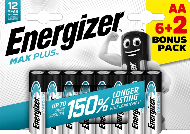 Batterie alcaline Energizer Max Plus AA - 8 pezzi