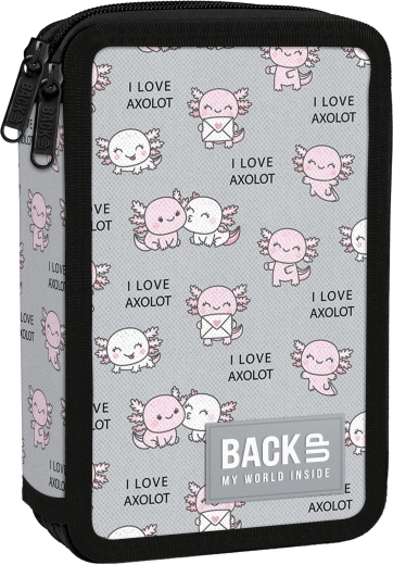 Astuccio scolastico a due piani con dotazione BackUP Axolot Love