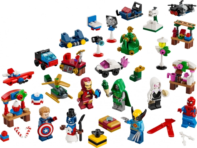 6 minifigure LEGO Marvel con accessori natalizi