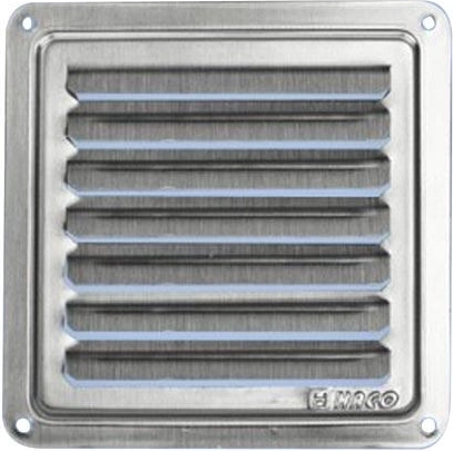 Griglia di ventilazione in acciaio inox 100 × 100 mm con lamelle fisse