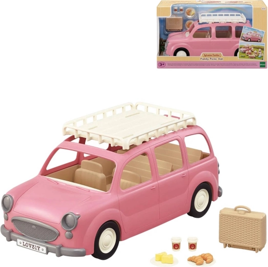 Van familiare rosa Sylvanian Families con accessori da picnic