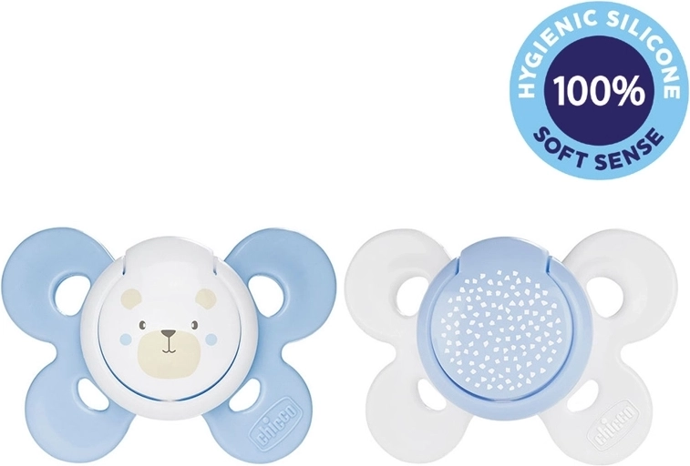 Chicco succhietto Physio Comfort silicone 2–6 mesi, motivo orsetto/pallini, 2 pz