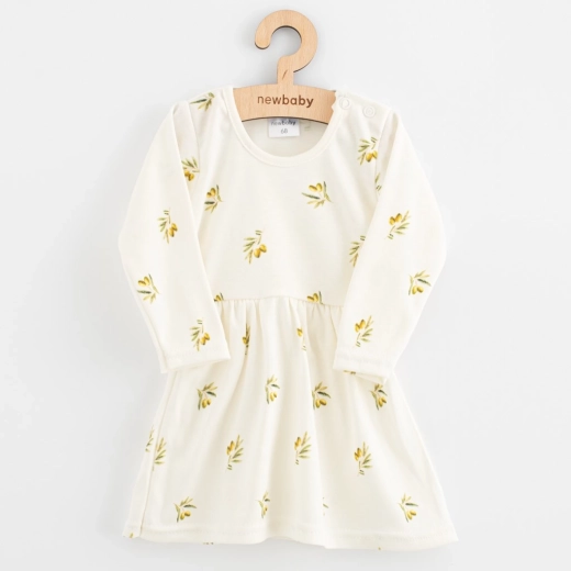Vestitino da neonata in cotone biologico a maniche lunghe NEW BABY Olive