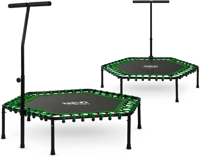 Trampolino fitness esagonale Neo-Sport con maniglia 127 cm verde