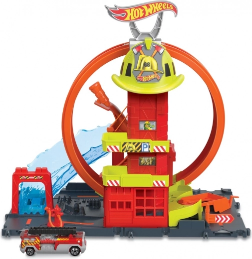Hot Wheels City super stazione dei pompieri con loop