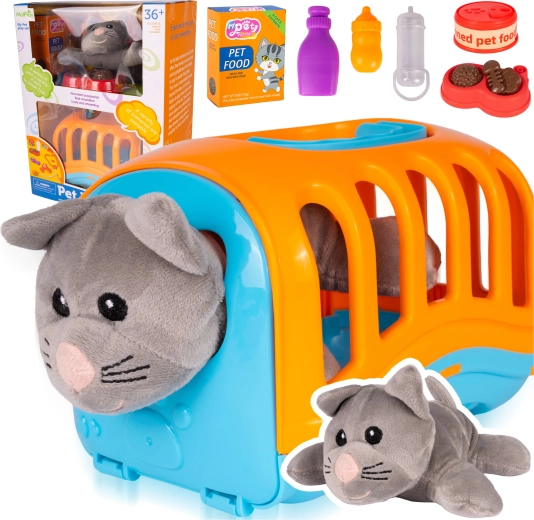 Trasportino portatile con gattino giocattolo in peluche