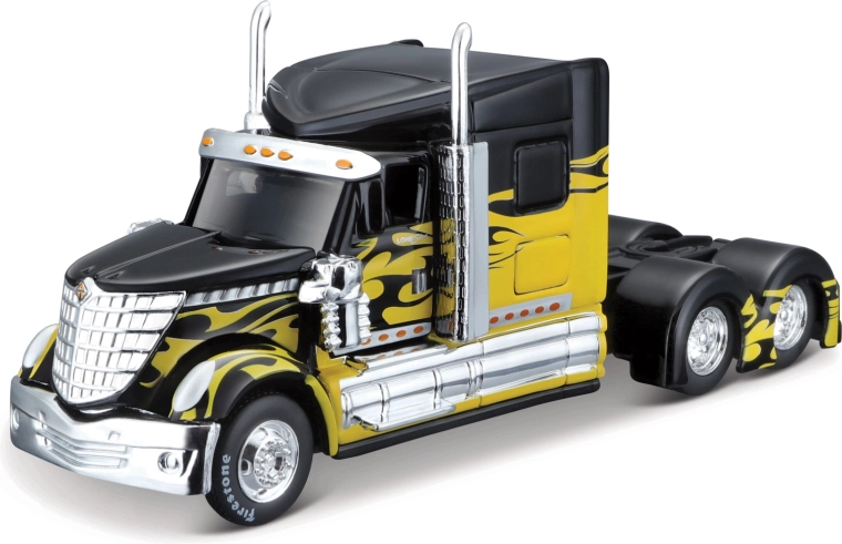 Maisto Design Custom Rigs International Lone Star nero-giallo 1:64