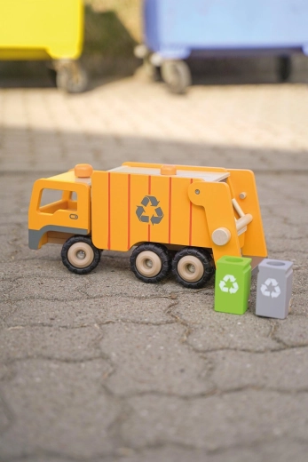 Camion della spazzatura Eco in legno con raccolta differenziata - 1 pezzo