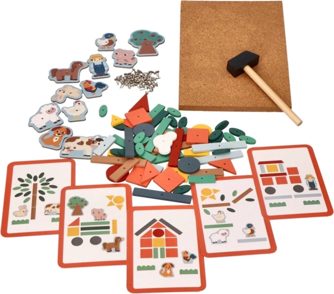 Gioco creativo sulla tavola di sughero