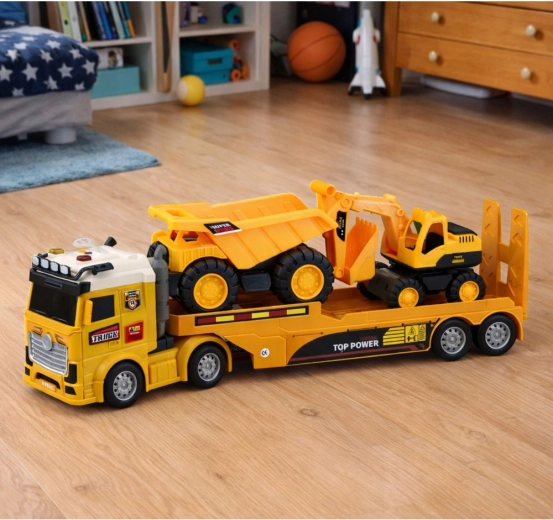 Trasporto dei macchinari sul semirimorchio come nella realtà