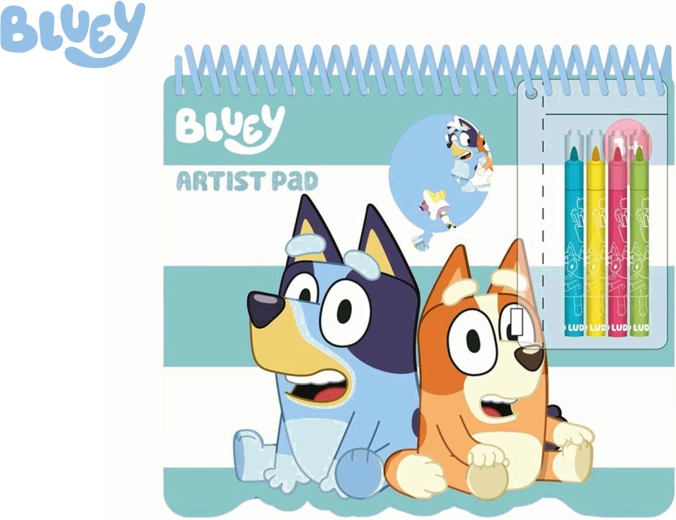 Bluey set di album da colorare con stencil, adesivi e pennarelli