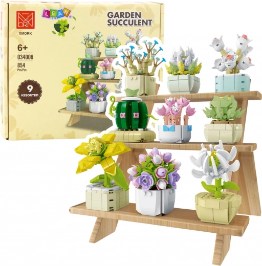 Set di costruzione fiori in vasi, 9 modelli, 854 pezzi