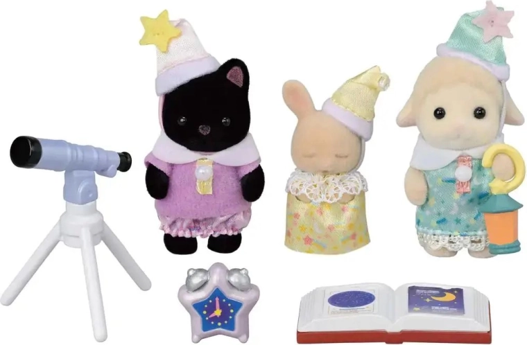 Tre adorabili bebè in pigiama