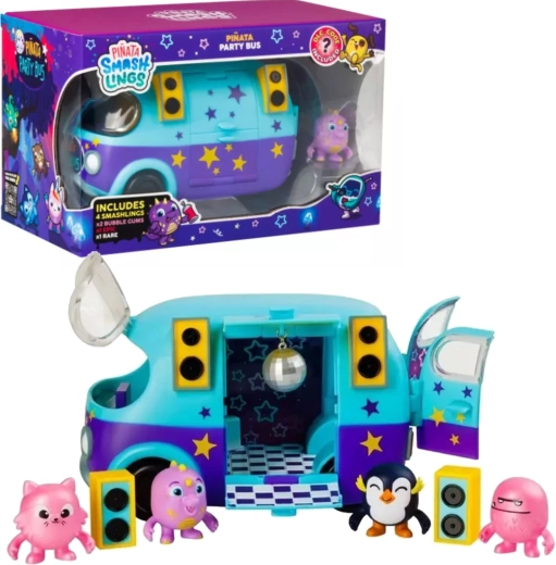 Autobus delle feste Piñata Smashlings con 4 personaggi