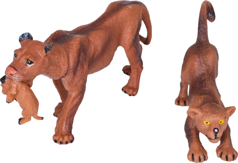 Statuette realistiche di leonessa e cucciolo di leone