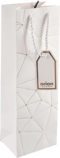 Borsa regalo in carta per vino bianca a griglia 12 × 9 × 36 cm