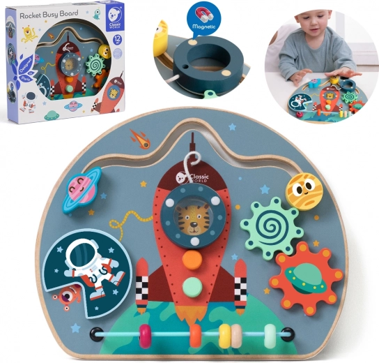 Tavola manipolativa in legno a forma di razzo 6 in 1 – CLASSIC WORLD