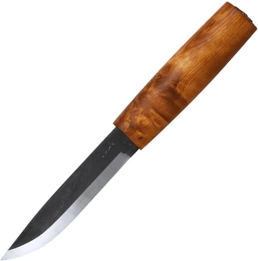 Helle Viking coltello da caccia da esterno 11 cm, legno di betulla di radica, fodero in pelle