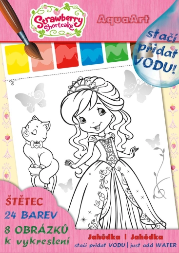 Akim AquaArt Fragolina Dolcecuore album da colorare: basta aggiungere acqua, con set di colori e pennello
