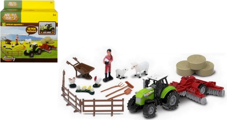 Set agricolo con trattore con luce e suono e accessori