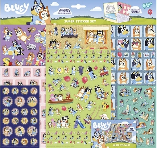 Bluey super adesivi – set da 8 fogli