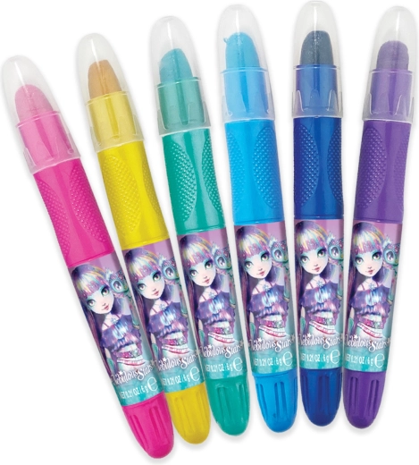 Sei penne glitter colorate