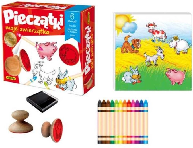 Timbri in legno con animali – set creativo da 6 pz