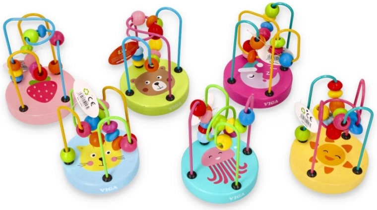 VIGA labirinto di perline in legno per lo sviluppo della motricità, 1 pz