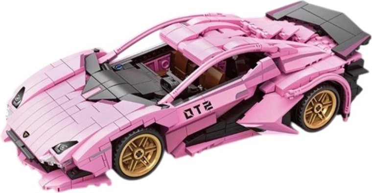 Set di costruzione di un'auto sportiva rosa, 702 pezzi