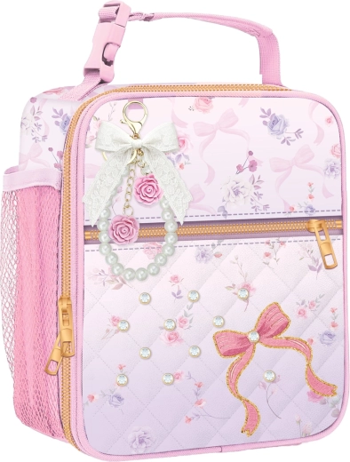 Borsa termica per il pranzo per bambini con motivo “Rose rosa”