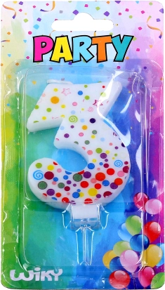 Candela per festa numero 3 a pois