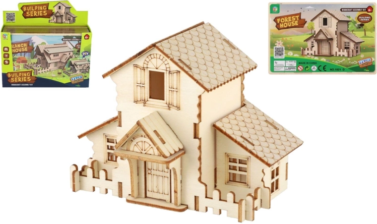 Teddies kit da costruzione 3D in legno, casetta, assortito - 1 pezzo