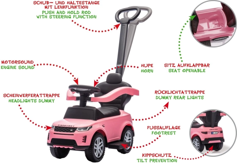 Porta cavalcabile Land Rover Discovery 3 in 1 rosa