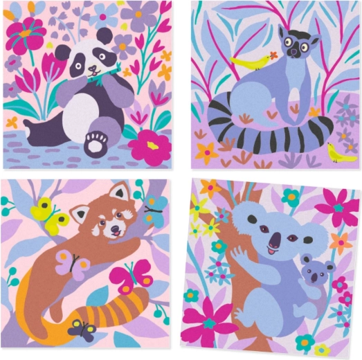 Quattro illustrazioni con animali