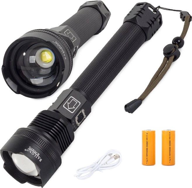 BAILONG torcia tattica LED CREE XHP70 con zoom IPX5