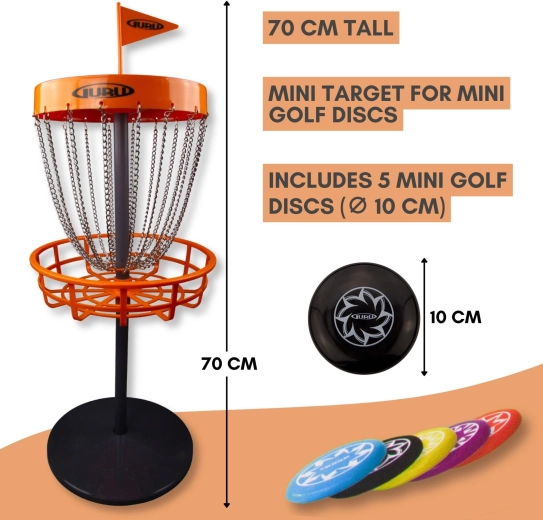 Set mini discgolf Guru – gioco da giardino con cestino e 5 dischi