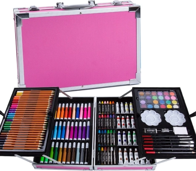 Set di materiale artistico in valigetta, 145 pezzi – Rosa