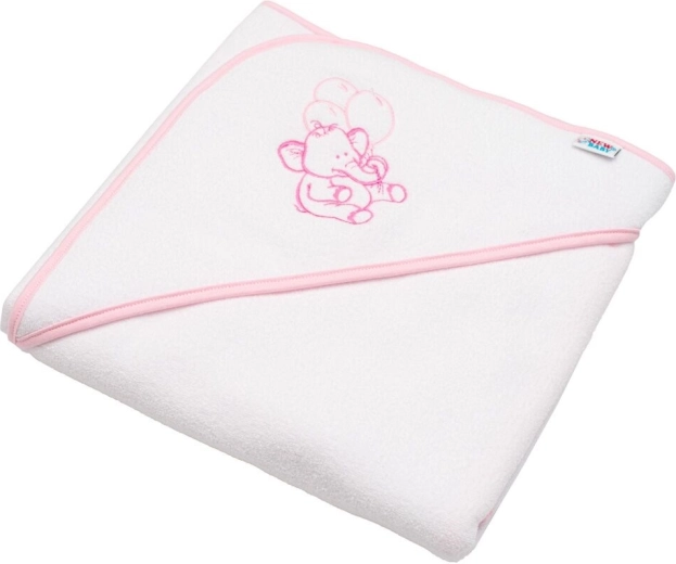 Asciugamano in spugna per bambini con cappuccio NEW BABY 80 × 80 cm – bianco, elefantino